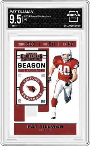 Pat Tillman from the 2019 Panini Contenders set graded by Arena Club and given an overall grade of 9.5.
