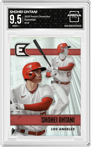 Shohei Ohtani from the 2022 Panini Chronicles set graded by Arena Club and given an overall grade of 9.5.