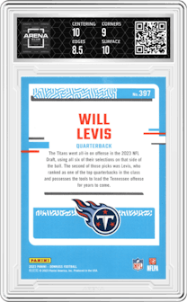Will Levis from the 2023 Panini Donruss set graded by Arena Club and given an overall grade of 9.