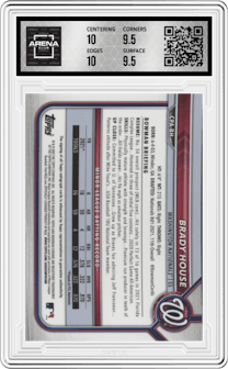 Brady House from the 2022 Bowman Chrome set graded by Arena Club and given an overall grade of 10.