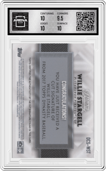 Willie Stargell from the 2017 Topps Dynasty set graded by Arena Club and given an overall grade of 10.