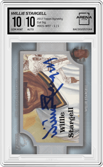Willie Stargell from the 2017 Topps Dynasty set graded by Arena Club and given an overall grade of 10.