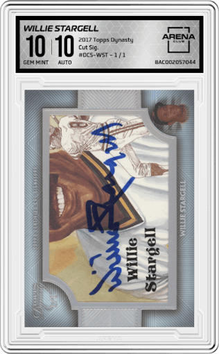 Willie Stargell from the 2017 Topps Dynasty set graded by Arena Club and given an overall grade of 10.