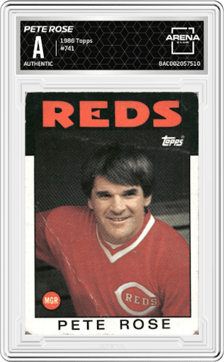 Pete Rose from the 1986 Topps set graded by Arena Club.