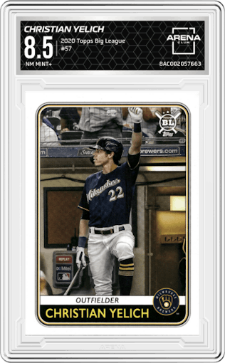 Christian Yelich from the 2020 Topps Big League set graded by Arena Club and given an overall grade of 8.5.