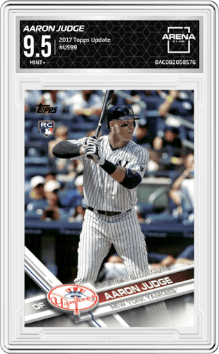 Aaron Judge from the 2017 Topps Update set graded by Arena Club and given an overall grade of 9.5.