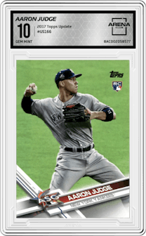 Aaron Judge from the 2017 Topps Update set graded by Arena Club and given an overall grade of 10.