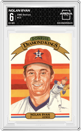 Nolan Ryan from the 1982 Donruss set graded by Arena Club and given an overall grade of 6.