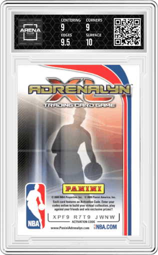 LeBron James from the 2009-10 Panini Adrenalyn XL set graded by Arena Club and given an overall grade of 9.5.