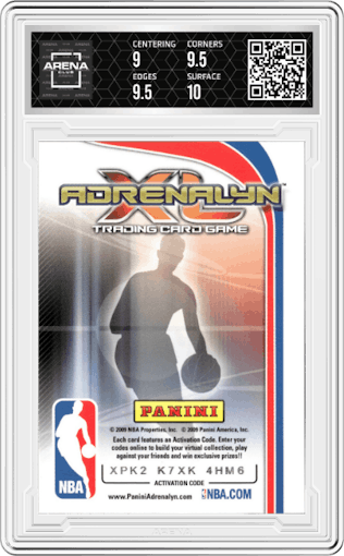 LeBron James from the 2009-10 Panini Adrenalyn XL set graded by Arena Club and given an overall grade of 9.5.