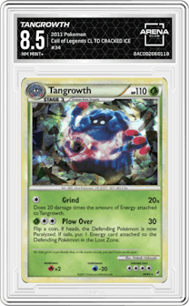 Tangrowth from the 2011 Pokemon  set featuring a Call of Legends Theme Deck parallel graded by Arena Club and given an overall grade of 8.5.
