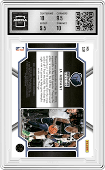 Ja Morant from the 2021-22 Panini Obsidian set featuring a Electric Etch Green Flood parallel graded by Arena Club and given an overall grade of 10.