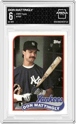 Don Mattingly from the 1989 Topps set graded by Arena Club and given an overall grade of 6.