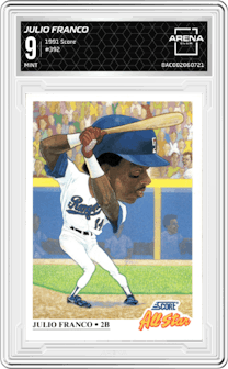 Julio Franco from the 1991 Score set graded by Arena Club and given an overall grade of 9.