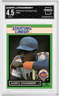 Darryl Strawberry from the 1989 Kenner Starting Lineup set graded by Arena Club and given an overall grade of 4.5.