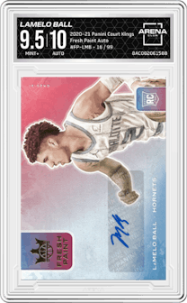 LaMelo Ball from the 2020-21 Panini Court Kings set graded by Arena Club and given an overall grade of 9.5.