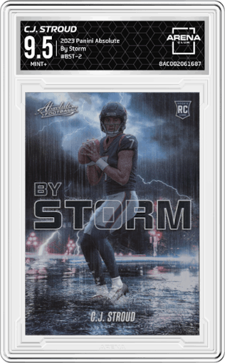 C.J. Stroud from the 2023 Panini Absolute set graded by Arena Club and given an overall grade of 9.5.
