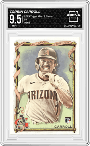 Corbin Carroll  from the 2023 Topps Allen & Ginter set graded by Arena Club and given an overall grade of 9.5.