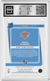 Miles McBride from the 2021-22 Panini Donruss set featuring a Gold Holo Laser parallel graded by Arena Club and given an overall grade of 10.