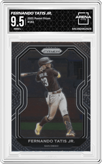 Fernando Tatis Jr. from the 2021 Panini Prizm set graded by Arena Club and given an overall grade of 9.5.