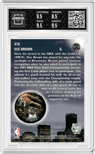 Dee Brown from the 1993-94 Upper Deck  set graded by Arena Club and given an overall grade of 9.