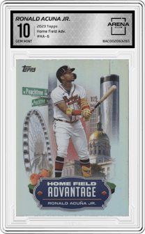 Ronald Acuna Jr. from the 2023 Topps Series 1 set graded by Arena Club and given an overall grade of 10.