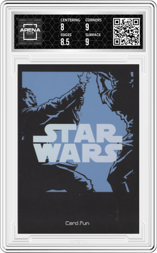 Luke Skywalker from the 2023 Card.Fun Star Wars Global Art Series set graded by Arena Club and given an overall grade of 8.5.