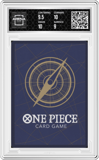 Trafalgar Law from the 2024 One Piece JPN set graded by Arena Club and given an overall grade of 9.5.