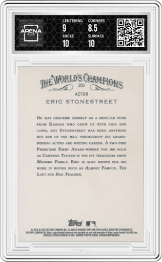 Eric Stonestreet from the 2023 Topps Allen & Ginter set graded by Arena Club and given an overall grade of 9.