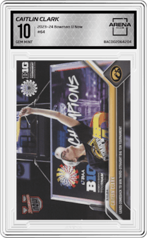 Caitlin Clark from the 2023-24 Bowman U Now set graded by Arena Club and given an overall grade of 10.