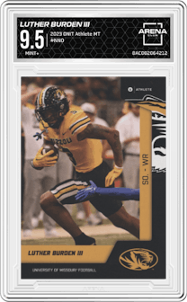 Luther Burden III from the 2023 ONIT Athlete Missouri Tigers set graded by Arena Club and given an overall grade of 9.5.