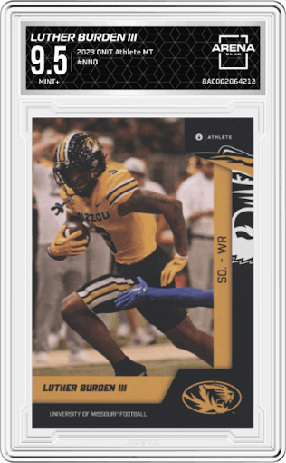 Luther Burden III from the 2023 ONIT Athlete Missouri Tigers set graded by Arena Club and given an overall grade of 9.5.