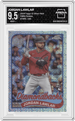Jordan Lawlar from the 2024 Topps Series 1 Silver Pack set graded by Arena Club and given an overall grade of 9.5.