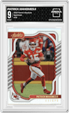 Patrick Mahomes II from the 2022 Panini Absolute set featuring a Spectrum parallel graded by Arena Club and given an overall grade of 9.