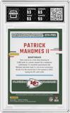 Patrick Mahomes II from the 2023 Panini Donruss set graded by Arena Club and given an overall grade of 9.