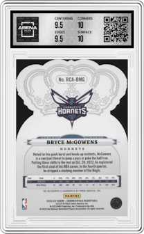 Bryce McGowens from the 2022-23 Panini Crown Royale set graded by Arena Club and given an overall grade of 10.