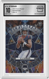 C.J. Stroud from the 2023 Panini Mosaic set graded by Arena Club and given an overall grade of 10.