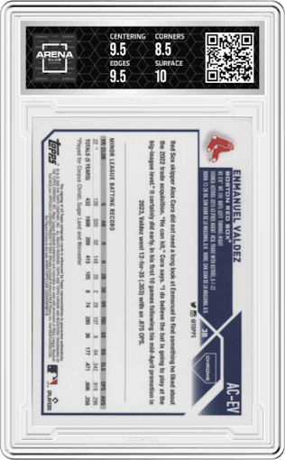 Emanuel Valdez from the 2023 Topps Chrome Update set graded by Arena Club and given an overall grade of 9.