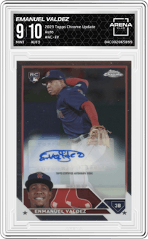 Emanuel Valdez from the 2023 Topps Chrome Update set graded by Arena Club and given an overall grade of 9.