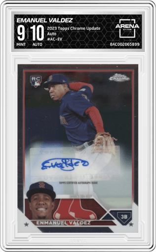 Emanuel Valdez from the 2023 Topps Chrome Update set graded by Arena Club and given an overall grade of 9.