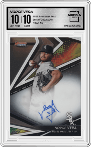 Norge Vera from the 2022 Bowman’s Best   set graded by Arena Club and given an overall grade of 10.