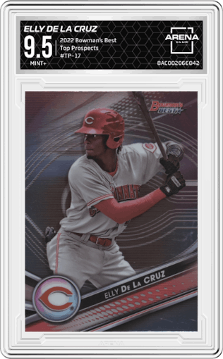 Elly De La Cruz from the 2022 Bowman’s Best   set graded by Arena Club and given an overall grade of 9.5.