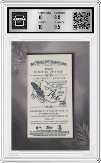 Shohei Ohtani from the 2019 Topps Allen & Ginter set featuring a Black parallel and given an overall grade of 10.