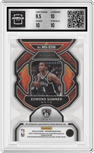 Edmond Sumner from the 2022-23 Panini Obsidian set graded by Arena Club and given an overall grade of 10.