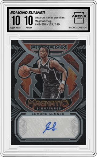 Edmond Sumner from the 2022-23 Panini Obsidian set graded by Arena Club and given an overall grade of 10.