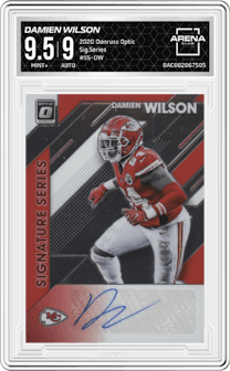 Damien Wilson from the 2020 Panini Donruss Optic set graded by Arena Club and given an overall grade of 9.5.