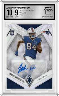 Jalen Wydermyer from the 2022 Panini Phoenix set graded by Arena Club and given an overall grade of 10.
