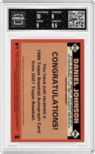 Daniel Johnson from the 2021 Topps Series 1 set graded by Arena Club and given an overall grade of 8.5.