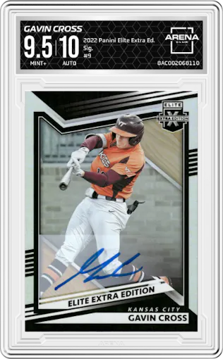 Gavin Cross from the 2022 Panini Elite Extra Edition set graded by Arena Club and given an overall grade of 9.5.