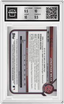 Jonathan Mejia  from the 2022 Bowman Chrome set graded by Arena Club and given an overall grade of 10.